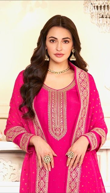 Muga Silk Salwar Kameez- VS- Pink