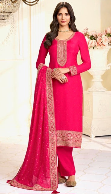 Muga Silk Salwar Kameez-VS- Red