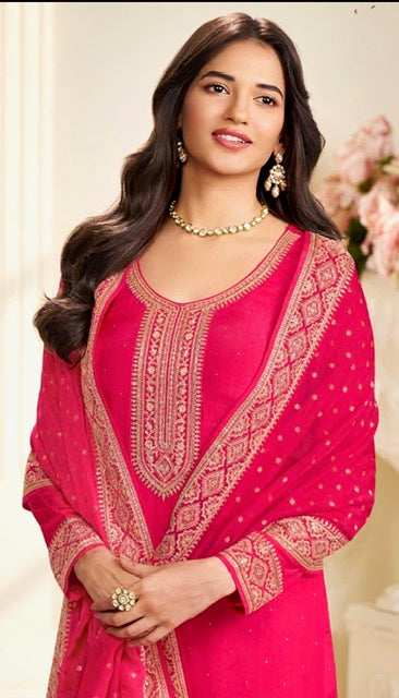 Muga Silk Salwar Kameez-VS- Red