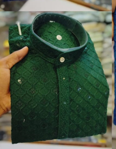 Kurta Pajama Set – Kaju Katli Design- Green
