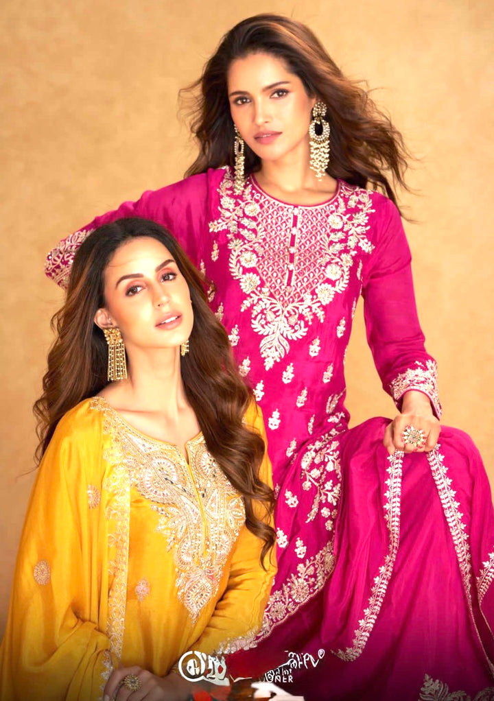 Real Chinon Silk Sharara- Gharara -GN- Pink