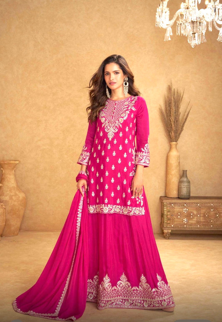 Real Chinon Silk Sharara- Gharara -GN- Pink