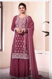 Chinon Silk Sharara- Gharara -KSY- Wine