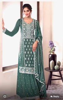 Chinon Silk Sharara- Gharara -KSY- Sage Green Color