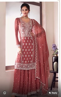 Chinon Silk Sharara- Gharara -KSY- Rosewood