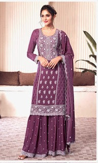 Chinon Silk Sharara- Gharara -KSY- Purple