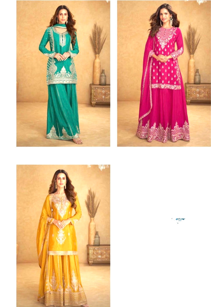 Real Chinon Silk Sharara- Gharara -GN- Yellow