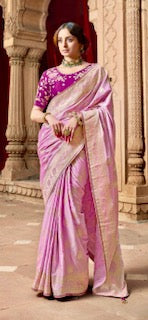 Designer Saree KK- Light Pink-Magenta