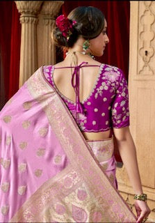 Designer Saree KK- Light Pink-Magenta