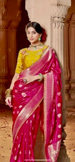Designer Saree KK-  Red-Yellow