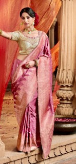 Designer Saree KK- Peach- Cream