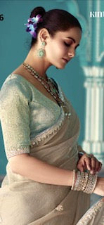 Designer Saree KA- Ivory Brown
