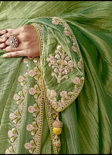 Designer Saree KA- Pistachio Green