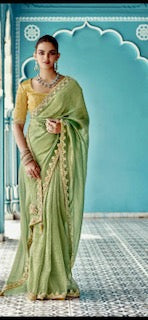 Designer Saree KA- Pistachio Green